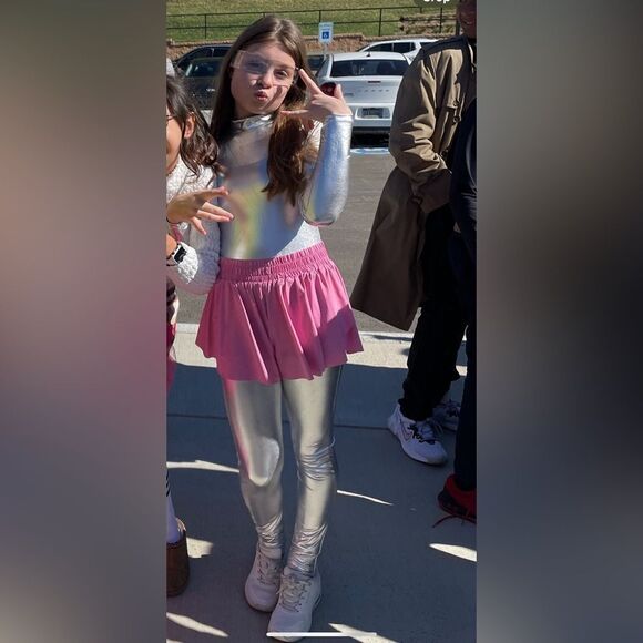 Kepblom Girls Shiny Metallic Mock Neck Unitard Long Sleeve Bodysuit Costume, NWT - Picture 4 of 9